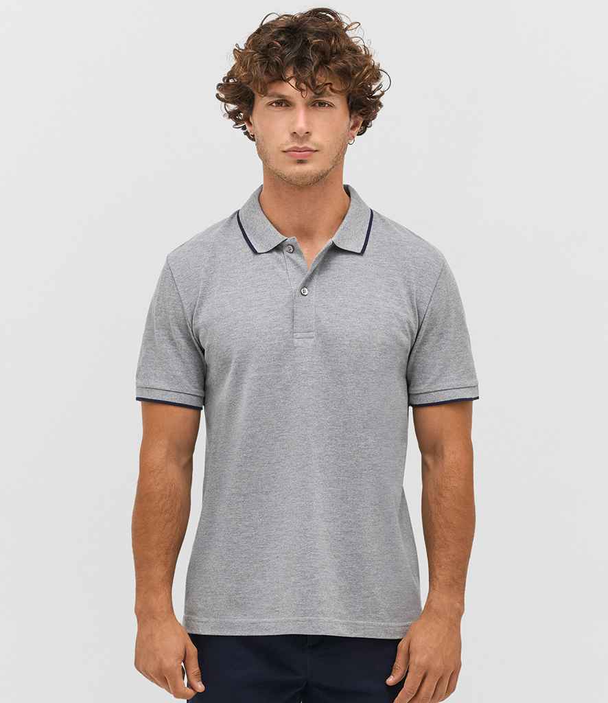 SOL'S Unisex Palermo Polo Shirt 04769 - 04769 Grey Marl/French Navy Model