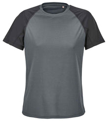 SOL'S Ladies Vortex Ripstop Performance T-Shirt 04788 - Black/Charcoal