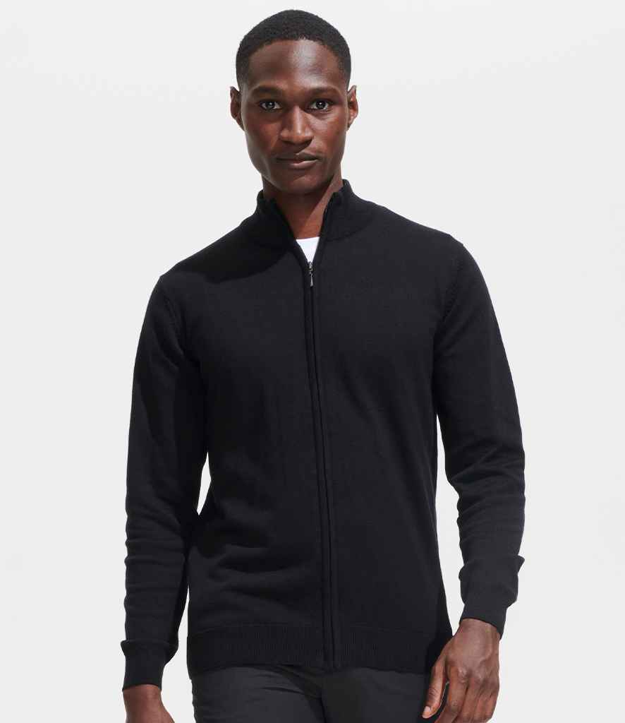 SOL'S Gordon Full Zip Cotton Acrylic Cardigan 10548 - 10548 Black Model