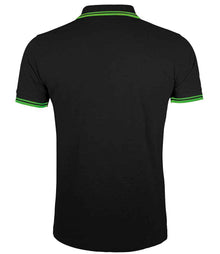 SOL'S Pasadena Tipped Cotton Piqué Polo Shirt 10577 - 10577 Black/Lime Green Back