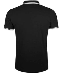 SOL'S Pasadena Tipped Cotton Piqué Polo Shirt 10577 - 10577 Black/White Back