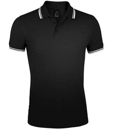 SOL'S Pasadena Tipped Cotton Piqué Polo Shirt 10577 - Black/White