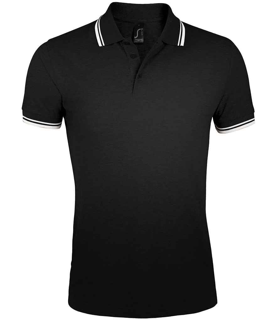 SOL'S Pasadena Tipped Cotton Piqué Polo Shirt 10577 - Black/White