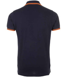 SOL'S Pasadena Tipped Cotton Piqué Polo Shirt 10577 - 10577 French Navy/Neon Orange Back