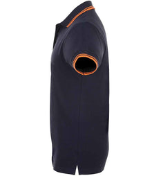 SOL'S Pasadena Tipped Cotton Piqué Polo Shirt 10577 - 10577 French Navy/Neon Orange Side