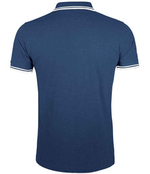 SOL'S Pasadena Tipped Cotton Piqué Polo Shirt 10577 - 10577 French Navy/White Back