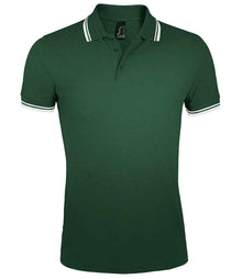 SOL'S Pasadena Tipped Cotton Piqué Polo Shirt 10577 - Forest Green/White