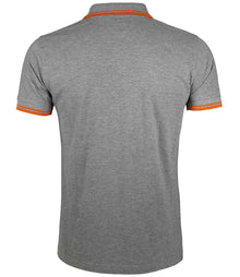 SOL'S Pasadena Tipped Cotton Piqué Polo Shirt 10577 - 10577 Grey Marl/Orange Back