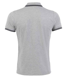 SOL'S Pasadena Tipped Cotton Piqué Polo Shirt 10577 - 10577 Heather Grey/Navy Back