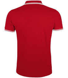 SOL'S Pasadena Tipped Cotton Piqué Polo Shirt 10577 - 10577 Red/White Back