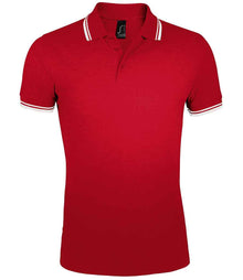 SOL'S Pasadena Tipped Cotton Piqué Polo Shirt 10577 - Red/White