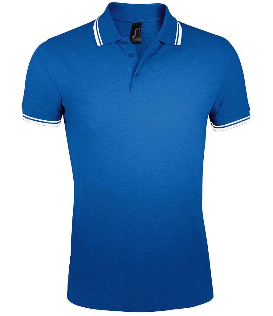 SOL'S Pasadena Tipped Cotton Piqué Polo Shirt 10577 - Royal Blue/White