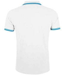 SOL'S Pasadena Tipped Cotton Piqué Polo Shirt 10577 - 10577 White/Aqua Back