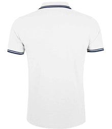 SOL'S Pasadena Tipped Cotton Piqué Polo Shirt 10577 - 10577 White/Navy Back