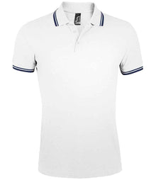SOL'S Pasadena Tipped Cotton Piqué Polo Shirt 10577 - White/Navy