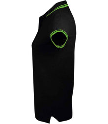 SOL'S Ladies Pasadena Tipped Cotton Piqué Polo Shirt 10578 - 10578 Black/Lime Green Side