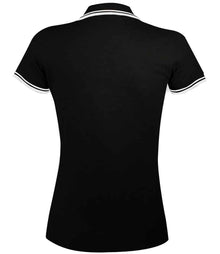 SOL'S Ladies Pasadena Tipped Cotton Piqué Polo Shirt 10578 - 10578 Black/White Back