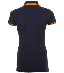 SOL'S Ladies Pasadena Tipped Cotton Piqué Polo Shirt 10578 - 10578 French Navy/Neon Orange Back