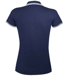 SOL'S Ladies Pasadena Tipped Cotton Piqué Polo Shirt 10578 - 10578 French Navy/White Back