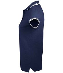 SOL'S Ladies Pasadena Tipped Cotton Piqué Polo Shirt 10578 - 10578 French Navy/White Side