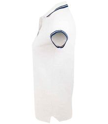 SOL'S Ladies Pasadena Tipped Cotton Piqué Polo Shirt 10578 - 10578 White/Navy Side
