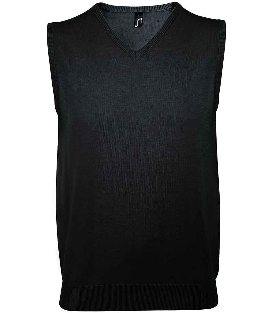 SOL'S Unisex Gentlemen Sleeveless Cotton Acrylic V Neck Sweater 10591 - Black