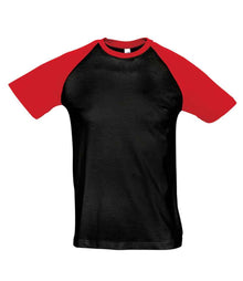 SOL'S Funky Contrast Baseball T-Shirt 11190 - Black/Red