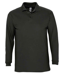 SOL'S Winter II Long Sleeve Cotton Piqué Polo Shirt 11353 - Black