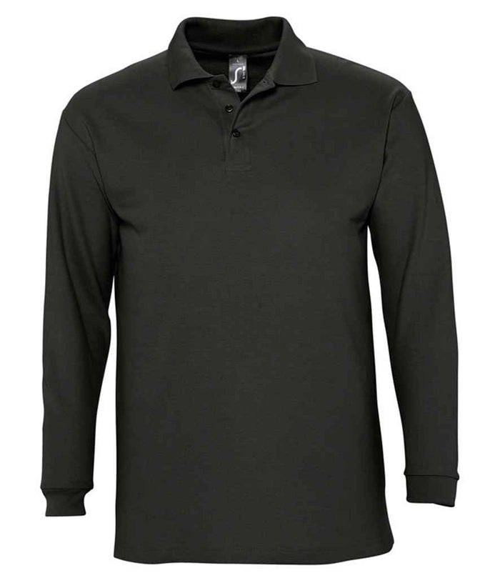 SOL'S Winter II Long Sleeve Cotton Piqué Polo Shirt 11353 - Black