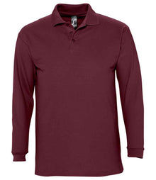 SOL'S Winter II Long Sleeve Cotton Piqué Polo Shirt 11353 - Burgundy