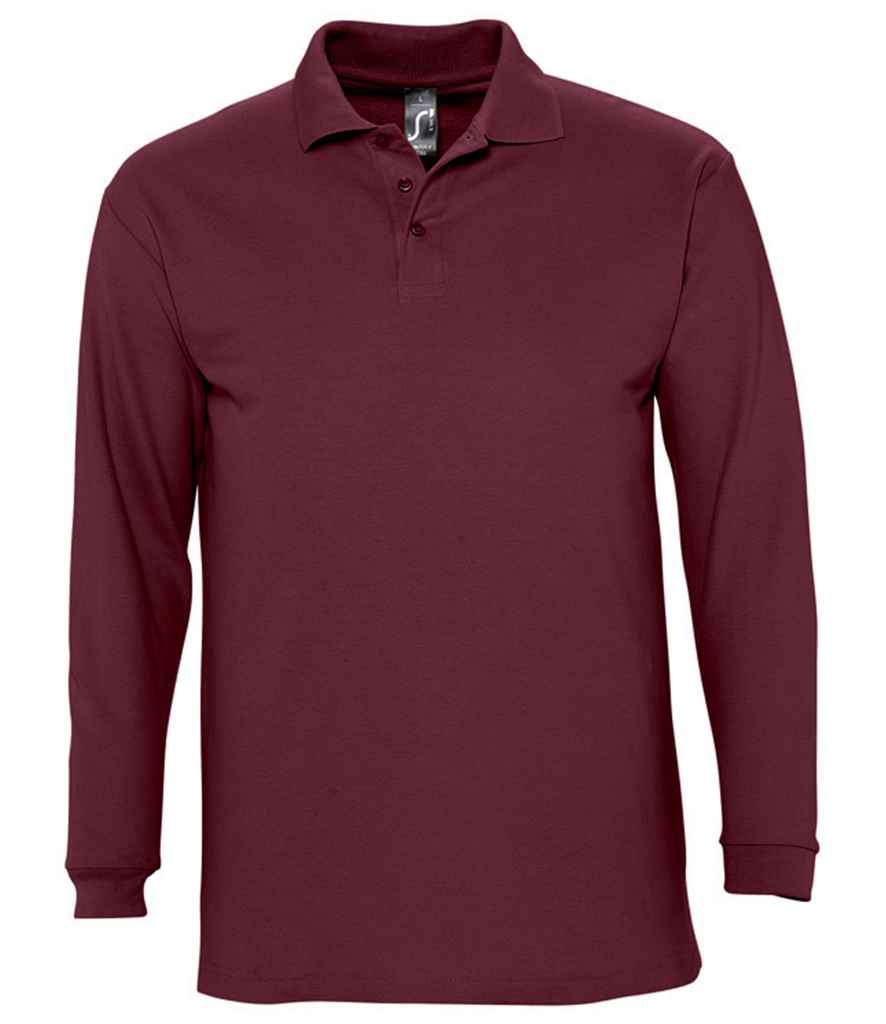 SOL'S Winter II Long Sleeve Cotton Piqué Polo Shirt 11353 - Burgundy