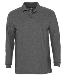 SOL'S Winter II Long Sleeve Cotton Piqué Polo Shirt 11353 - Charcoal Marl