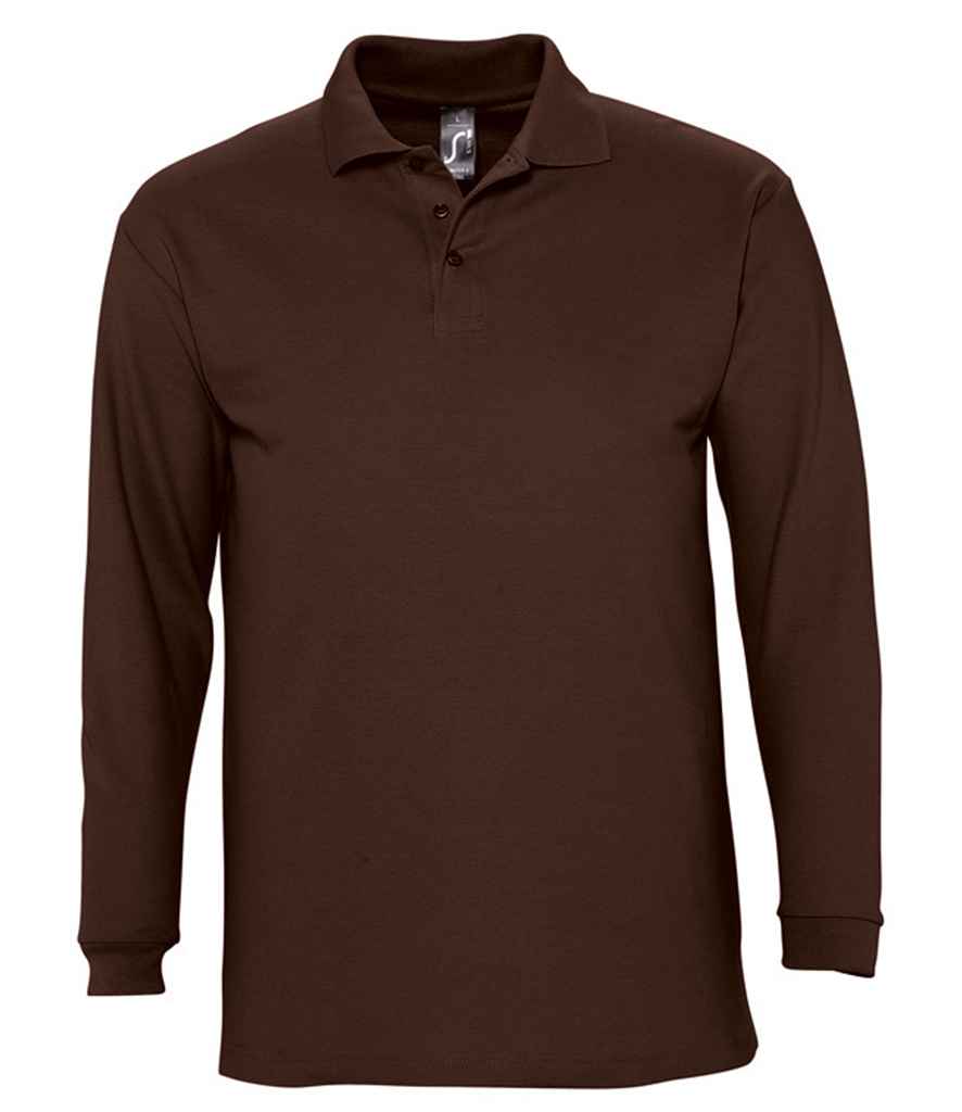 SOL'S Winter II Long Sleeve Cotton Piqué Polo Shirt 11353 - Chocolate