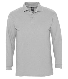 SOL'S Winter II Long Sleeve Cotton Piqué Polo Shirt 11353 - Grey Marl