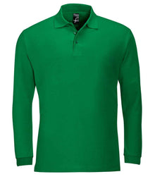 SOL'S Winter II Long Sleeve Cotton Piqué Polo Shirt 11353 - Kelly Green
