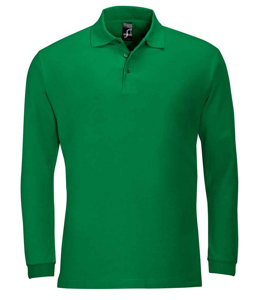 SOL'S Winter II Long Sleeve Cotton Piqué Polo Shirt 11353 - Kelly Green