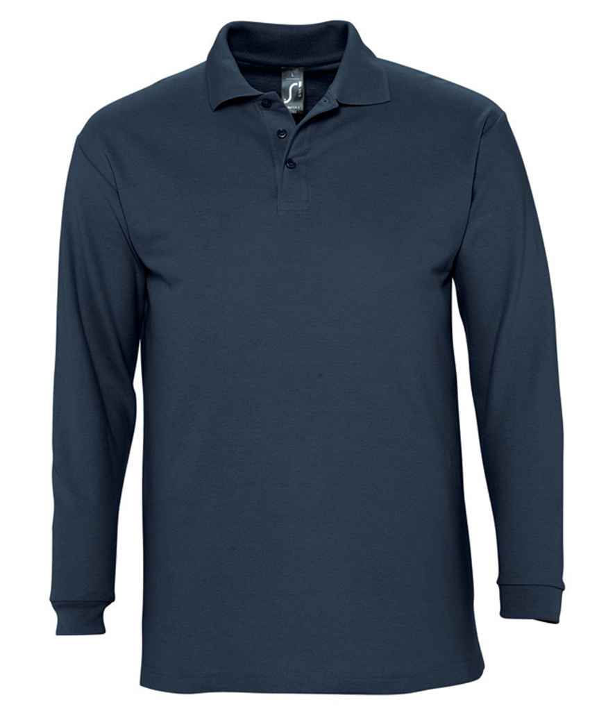 SOL'S Winter II Long Sleeve Cotton Piqué Polo Shirt 11353 - Navy