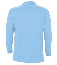 SOL'S Winter II Long Sleeve Cotton Piqué Polo Shirt 11353 - 11353 Sky Blue Back