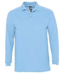 SOL'S Winter II Long Sleeve Cotton Piqué Polo Shirt 11353 - Sky Blue