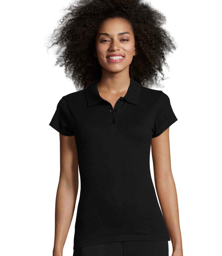 SOL'S Ladies Prescott Cotton Jersey Polo Shirt 11376 - 11376 Deep Black Model