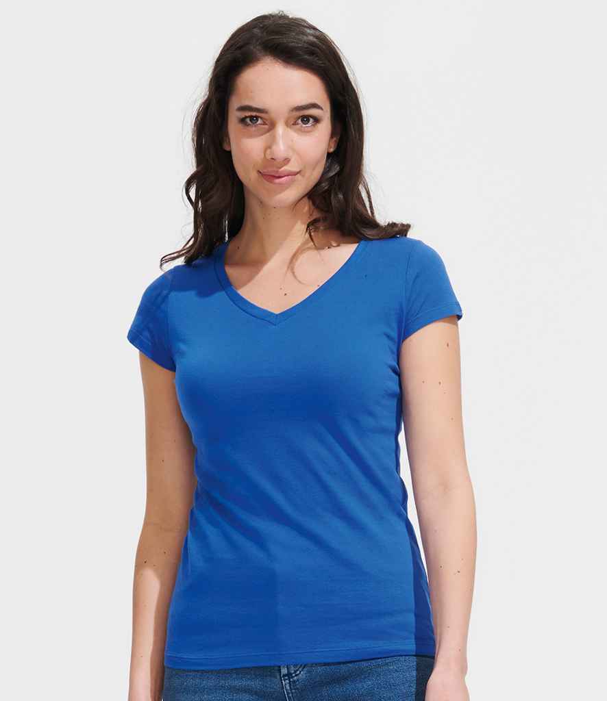 SOL'S Ladies Moon V Neck T-Shirt 11388 - 11388 Royal Blue Model