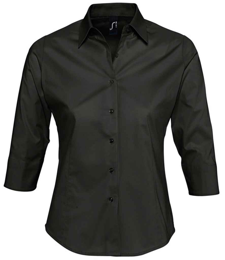 SOL'S Ladies Effect 3/4 Sleeve Fitted Shirt 17010 - Black