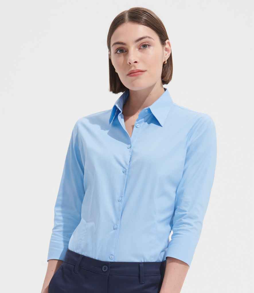 SOL'S Ladies Effect 3/4 Sleeve Fitted Shirt 17010 - 17010 Bright Sky Model