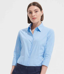 SOL'S Ladies Effect 3/4 Sleeve Fitted Shirt 17010 - 17010 Bright Sky Model