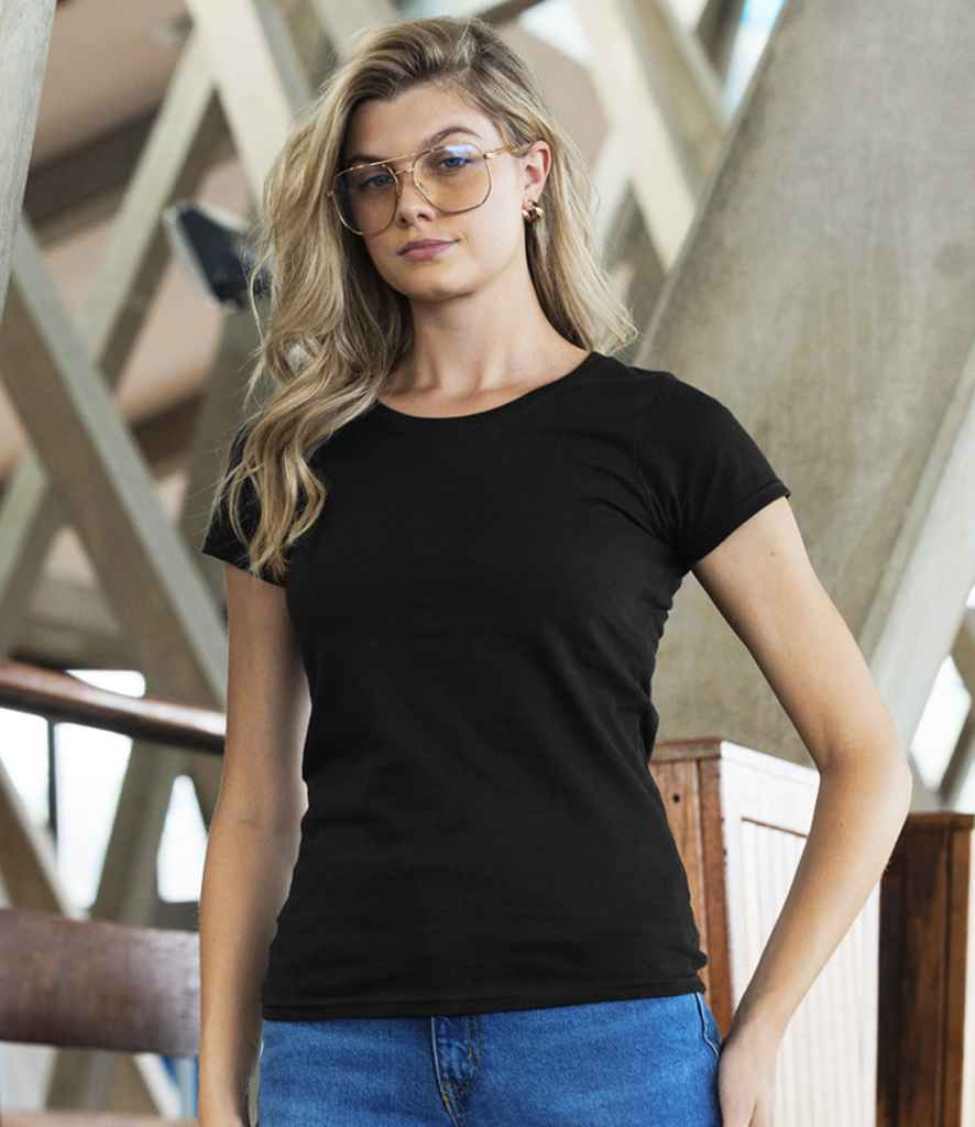 Russell Athletic Ladies Authentic Classic Ringspun T-Shirt 180F - 180F Black Model