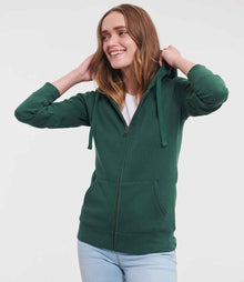 Russell Athletic Ladies Authentic Zip Hooded Sweatshirt 266F - 266F Bottle Green Model