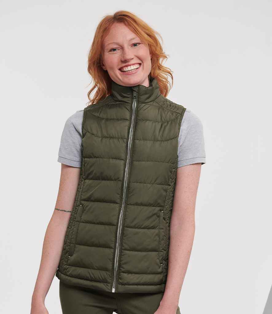 Russell Athletic Ladies Nano Padded Bodywarmer 441F - 441F Dark Olive Model