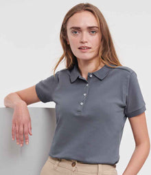 Russell Athletic Ladies Stretch Piqué Polo Shirt 566F - 566F Convoy Grey Model