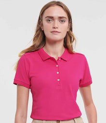 Russell Athletic Ladies Stretch Piqué Polo Shirt 566F - 566F Fuchsia Model