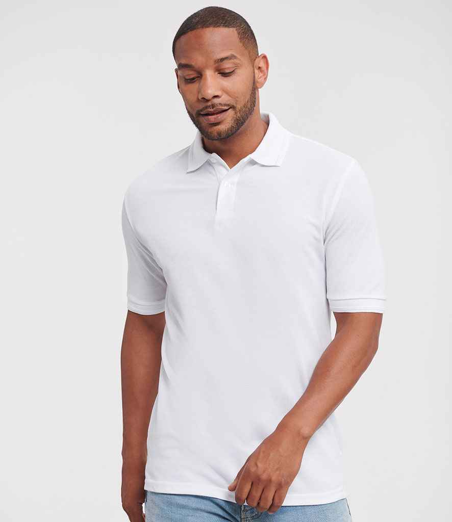 Russell Athletic Hardwearing Poly/Cotton Piqué Polo Shirt 599M - 599M White Model